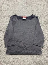 Esprit Top Women Medium Silver Gray Striped 3/4 Sleeve Round Neck Blouse Vtg USA