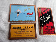 3 Original Antique Storz After Shave Bears Grease Adverts Framed Label Magnets
