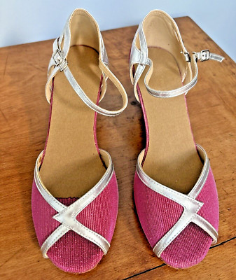 BALUI Pink & Silver Latein Tanzschuhe UK Tango Salsa Jive UK8/41 siehe Beschreibung