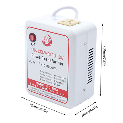 3000W US 110V-220V Power Transformer only Step-up Voltage Converter 160x97x200mm