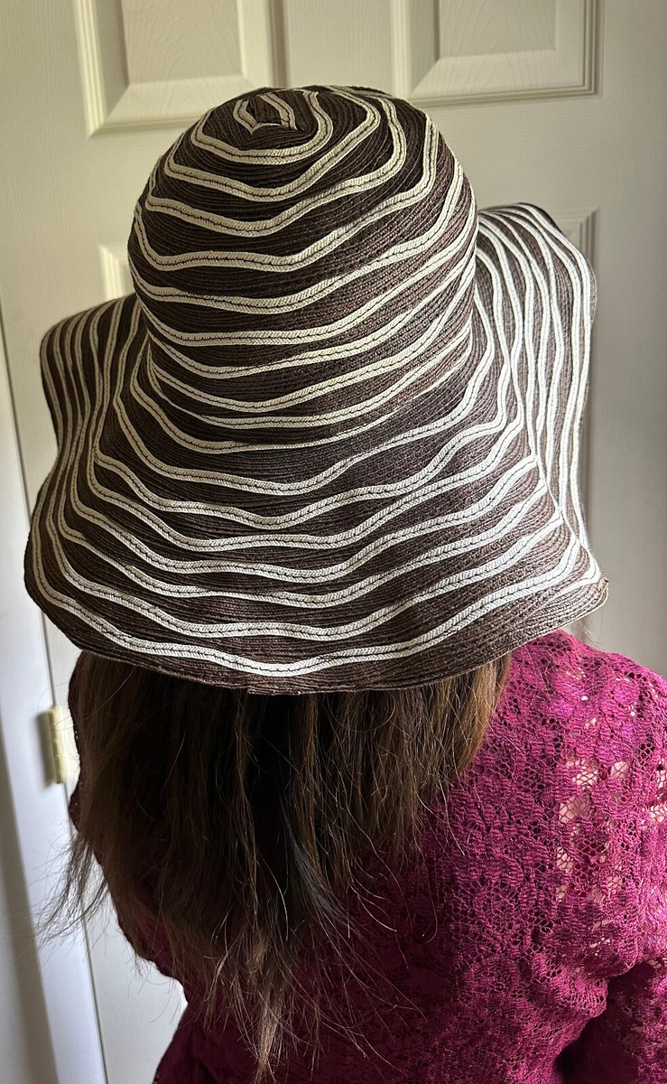 Filippo Catarzi オレンジとホワイトのハット FILIPPO CATARZI WOVEN WIDE BRIM NATURAL STRAW FLOPPY SUN HAT