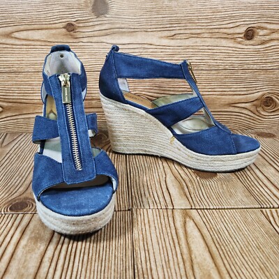 Denim Michael Michael Kors Berkley Espadrille Wedge Sandal Michael - Main Image