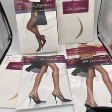 Hanes Silk Reflections SILKY SHEER Size AB -  Control Top Pantyhose Vtg Lot Of 6