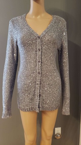 A'reve Polka Dot Cardigan Sweater with Lace & Tulle Charcoal Plus 1XL