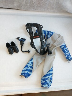 Action Man Sky Diver Replacment Black Harness Boots Mask Suit Hasbro *Read