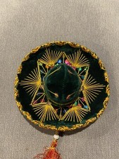 Sombrero Mexican Authentic CHILD Forrest Green w/ Gold Thread Dark Green