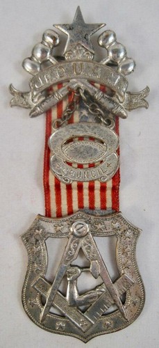 Junior Order Of United American Mechanics Medal Ribbon Badge Star & Gavels (O) - 第 1/8 張圖片