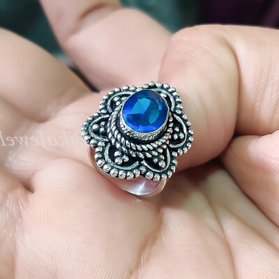 Faceted Tanzanite Gemstone 925 Sterling Silver Designer Ring