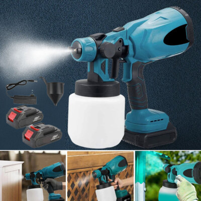 Cordless Paint Sprayer High Pressure Electric Airless HVLP Spray Gun w/2xBattery