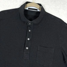 Greyson Polo Shirt Men Large Performance Stretch Golf 4 Button Pocket Black Grey