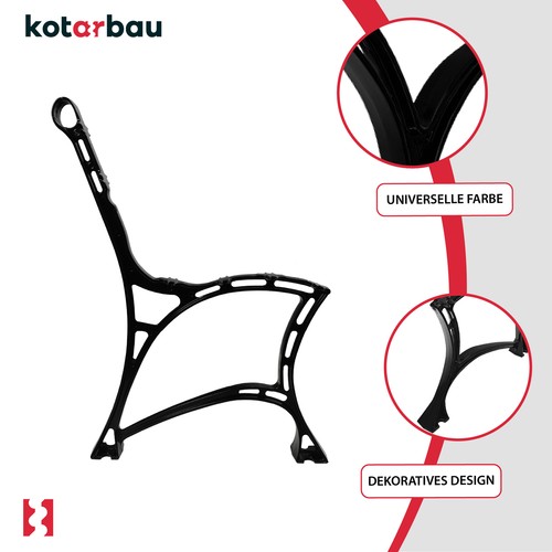 KOTARBAU® Juego de 2 bases de banco de aluminio negro banco de jardín patines... - Imagen 6 de 9