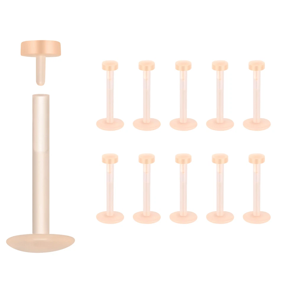 40Pcs Flat Push Top Labret Monroe Ring Silicone Lip Studs Earrings Retainer 16G - Image 2 of 4