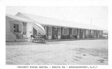 Spencerport New York birds eye view Sunset Ridge Motel vintage pc Z22275