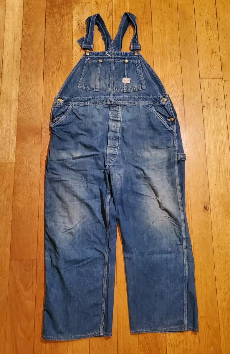 True Vintage 50s Hercules 46x26 Sears Roebuck Denim Bib Overalls Union Made USA
