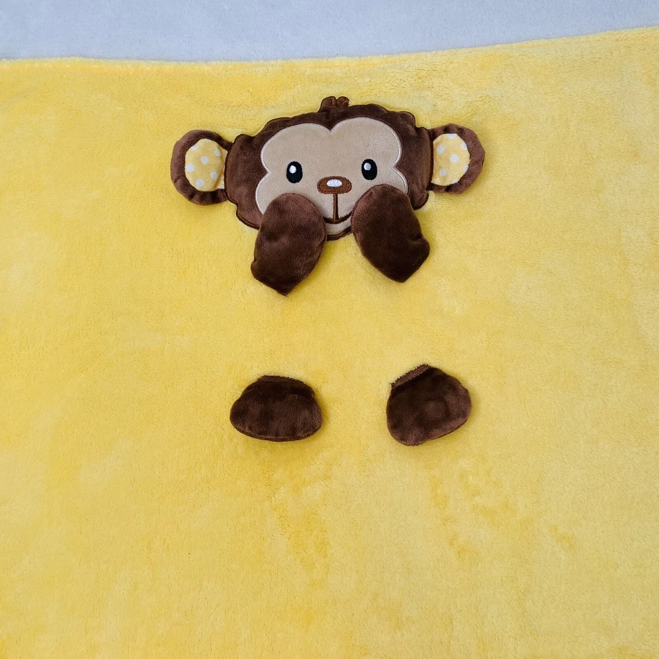 Manta Baby Boom Mono Marrón Peluche Arrugado Chirrido Amarillo Lovey 30"x40" Foto 2 de 4