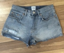 BDG Light Blue Jean Shorts Distressed Raw Hem Button Fly Size 26 F15