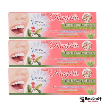 3 x 100g ISME RASYAN Whitening Teeth Toothpaste Herbal Clove with Aloe Vera