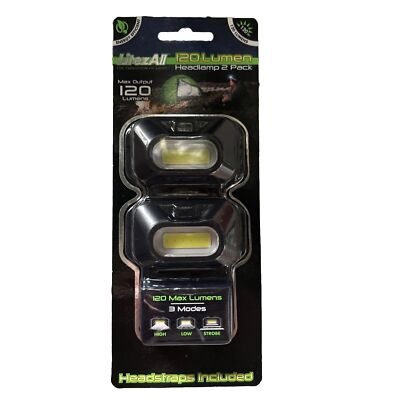 Lightweight Adjustable 120 Lumen Head Lamp 2 Pack Camping Hiking Walking Outdoor