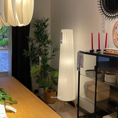 Ikea ÖKENSAND Floor lamp, beech/Textile Shade white 61 