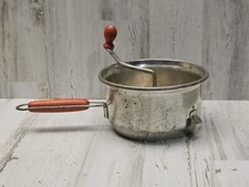 Vintage Food Mill Foley MFG. CO. Masher Sifter With Red Wooden Handles 7.5" x 4"