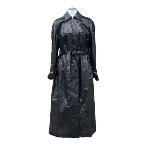 Gabardina de cuero larga vintage años 70 ETIENNE AIGNER 10 para mujer con cinturón EVC NEGRA - Imagen 2 de 24