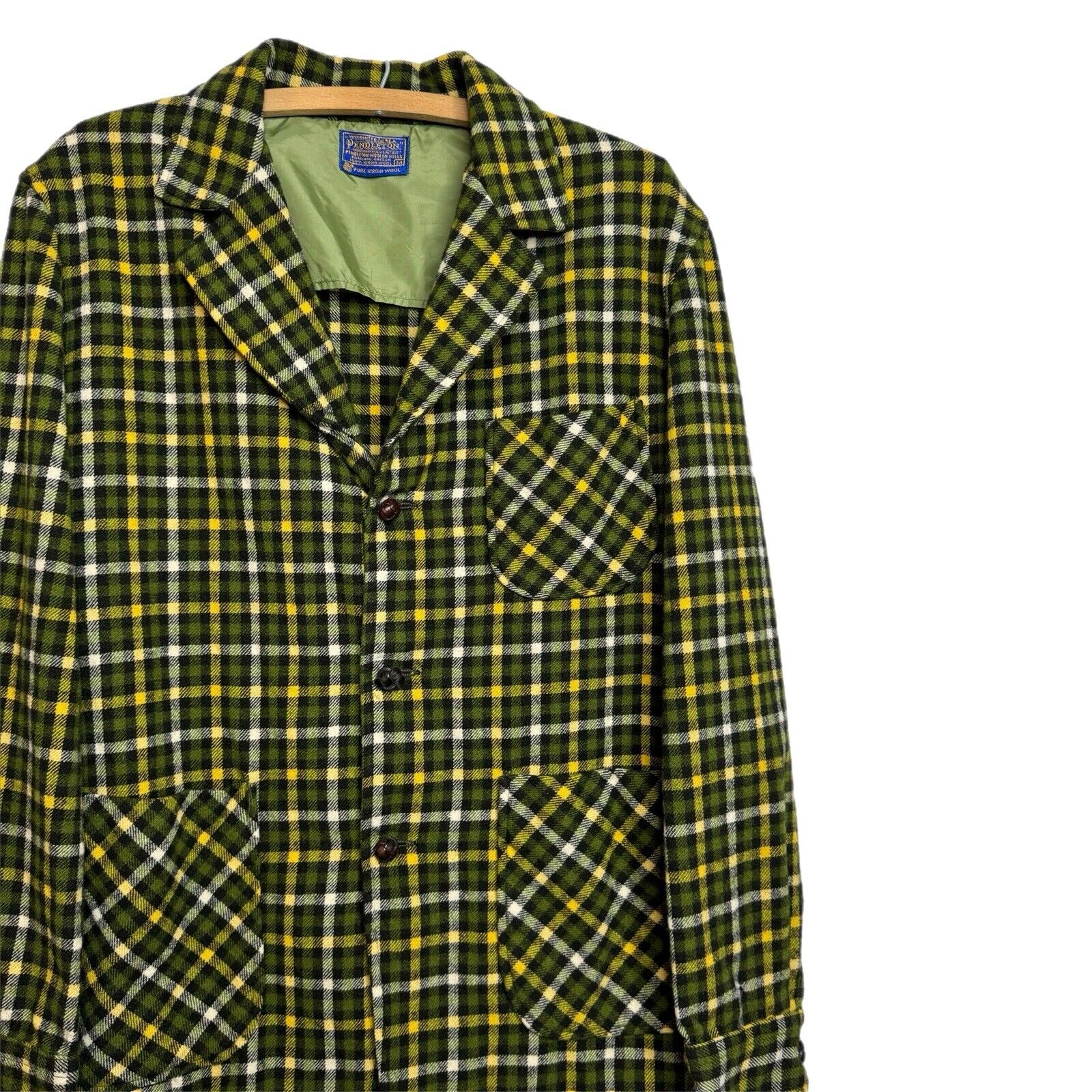 Vintage Pendleton Green Plaid 49er Jacket Wool Sh… - image 3