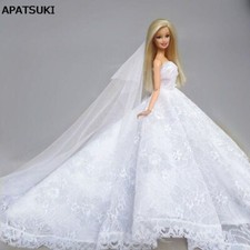 Pure White Lace Doll Clothes Wedding Dress Fo...