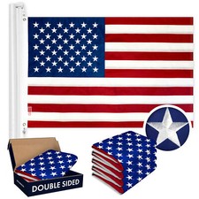 American Flag 3x5 ft Embroidered Double Sided, Heavy Duty Brass Grommets, 5 Pack