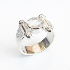 Natural Clear quartz Ring, Rock Crystal quartz Ring 925 Sterling Silver-CR035