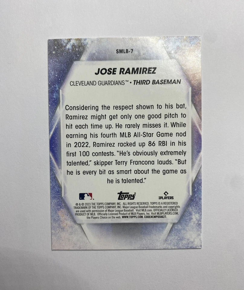2023 Topps Series One 1 Jose Ramirez Stars of MLB Insert SMLB-7 - Image 2 of 2