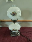 Vintage 1972 EF & EF  Industries Milk Glass Hurricane Lamp Wild Rose | No. 537X