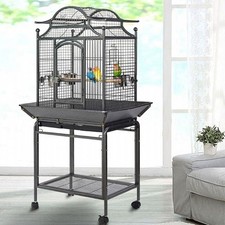 2-In-1 Parrot Cage Bird Cage & Stand Open Roof Aviary Flight Cage 153cm