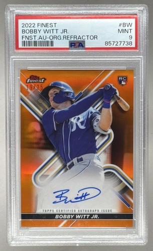 Bobby Witt Jr 2022 Topps Finest #FA-BW Orange Refractor RC Auto 19/25 PSA 9