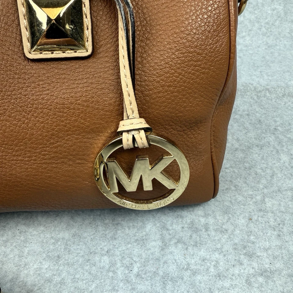 Bolso Cartera MICHAEL KORS Grayson Diseñador de Lujo Marrón Dorado Cuero Guijarro Foto 2 de 4