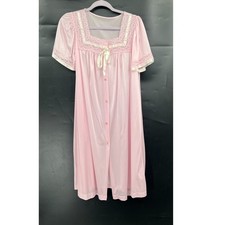 Vintage Gilead house coat light pink nylon coquette regency cottagecore granny S