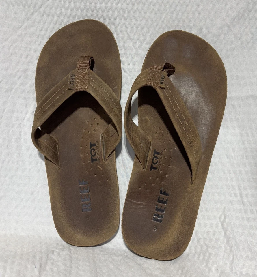 Sandália de couro REEF Draftsmen com abridor de garrafa masculina tamanho 9 marrom - Imagem 2 de 4