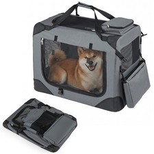 28" Collapsible Soft Dog Crate,Portable Dog Travel Crate w/Mesh Windows, 3 Doors