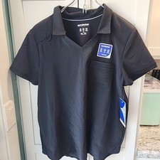 Scrubstar Scrub Top Women's Sz M Black Collared 4 Way Stretch NWT