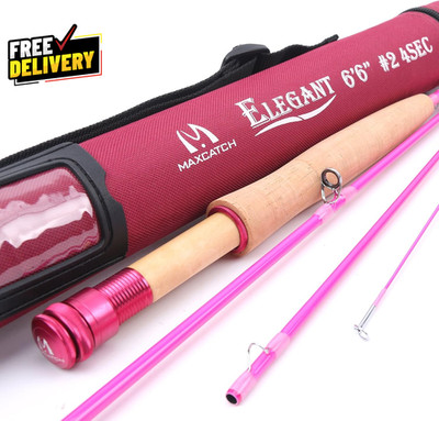 Women'S Elegant Pink Fly Fishing Rod: 2/5-Weight with Rod Tube