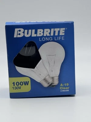 Bulbrite Long Life 100w A19 CLEAR Light Bulbs (2 Count) NON LED