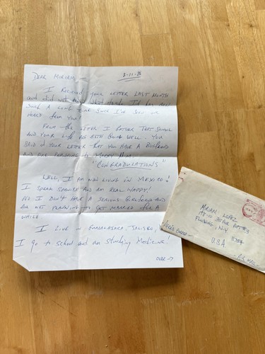 Vintage 1986 Handwritten Love Letter With Envelope Mexico Miriam USA