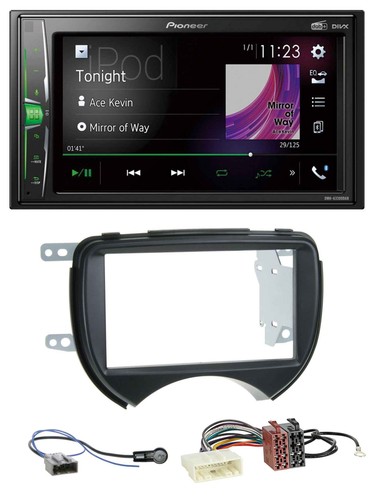 Pioneer 2DIN MP3 DAB USB Bluetooth Autoradio für Nissan Micra 10-13 schwarz