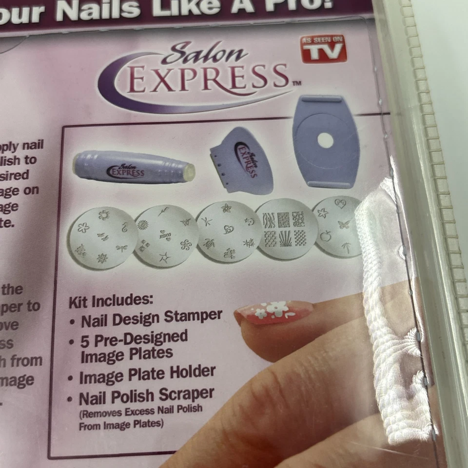 Kit de estampado de arte en uñas Salon Express como se ve en la televisión cuidado corporal cuidado de belleza regalo Foto 4 de 4