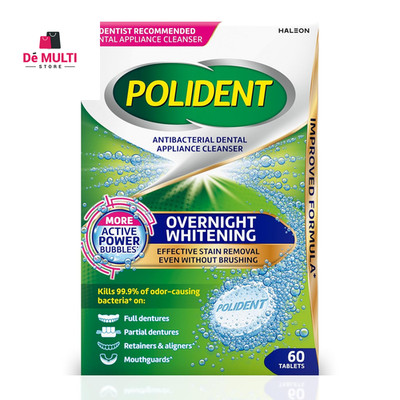 Overnight Whitening Antibacterial Dental Appliance Cleanser Tablets, 60 Count