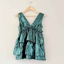 Zara Designer High End Green Polyester Holiday Cocktail Mini Dress
