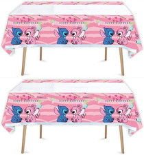 2Pcs Pink Birthday Party Tablecloth Table Cover,Birthday Supplies Decorations 7