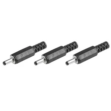 3Pcs DC Male Connector 3.5mm x 1mm Power Cable Jack Adapter Black