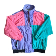 TARGET Retro 80s Windbreaker Jacket Colourblock VTG
