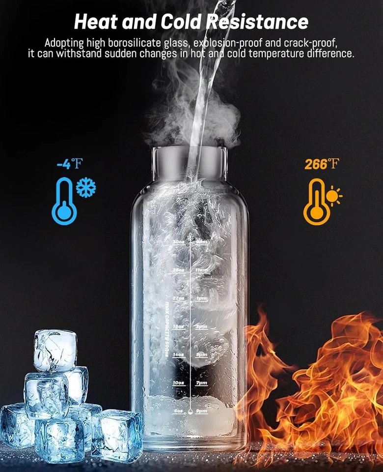 50 oz Glass Water Bottles, Large Motivational Glass Water Bottle with Time Marke - Image 3 of 4