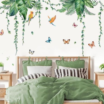 2 Stück Wandtattoo Pflanzen Wandtattoo Palmblatt Pflanzens Wandtattoos Tropis...